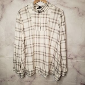 FRED DAVID plaid long sleeve 1/4 zip up sweater 3X